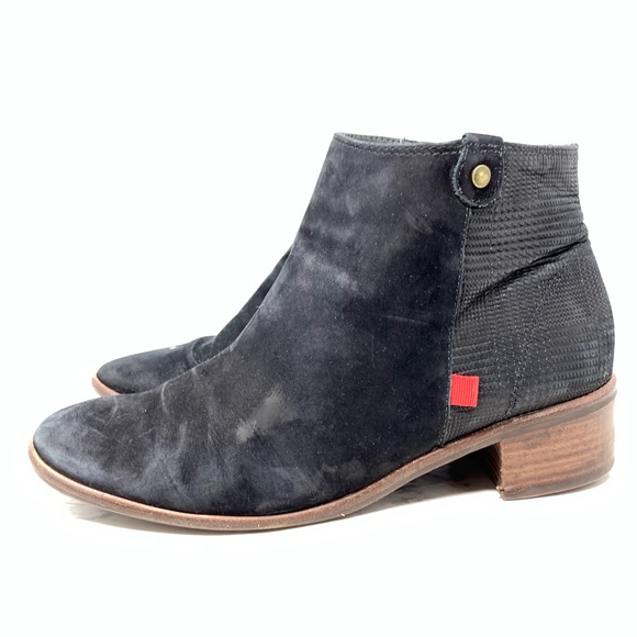 Marc Joseph NY Lenox Plaid Back Two tone Black Leather ankle boot 9 classic chic - Picture 3 of 16